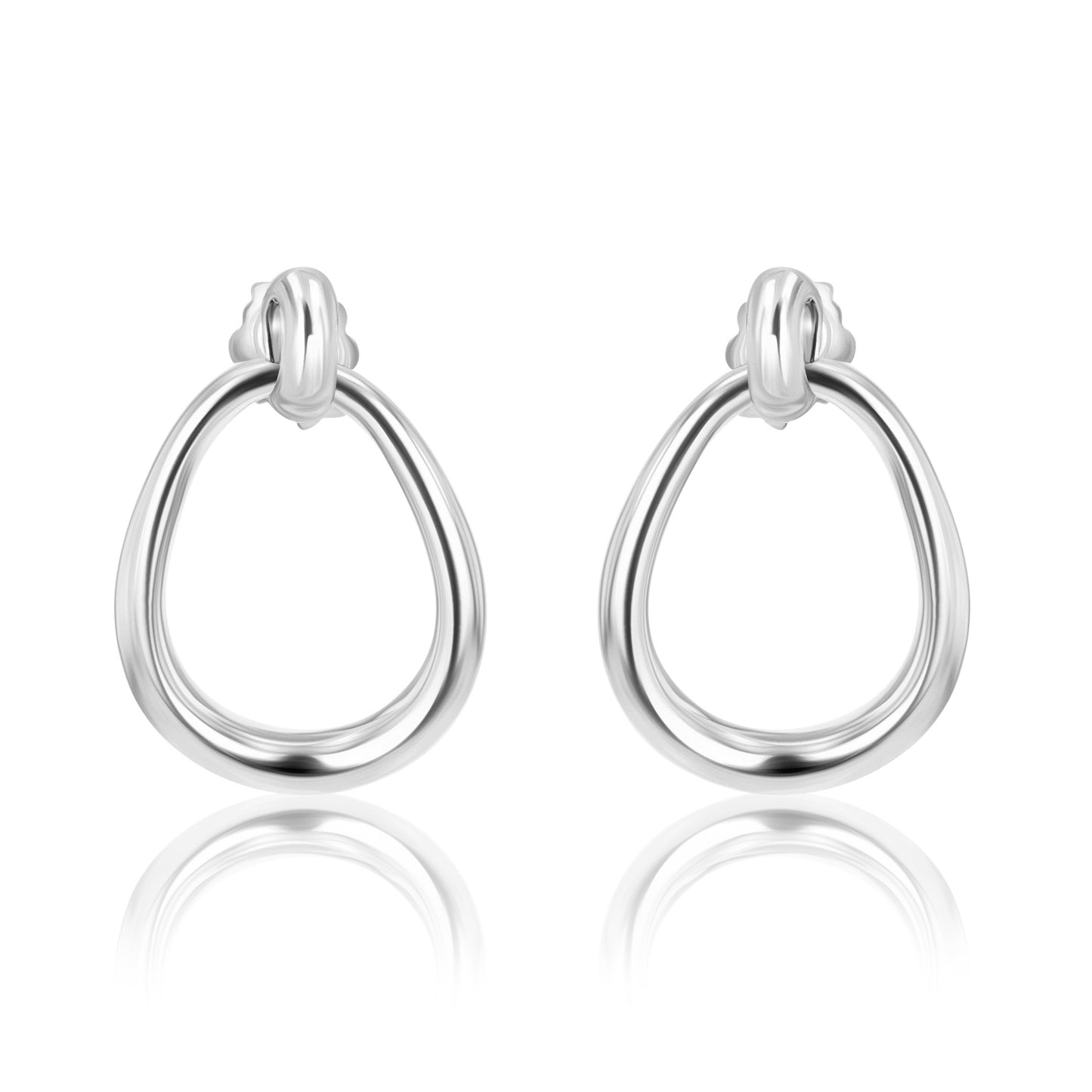 Open Pear-Shape Dangle Drop Sterling Silver Earrings