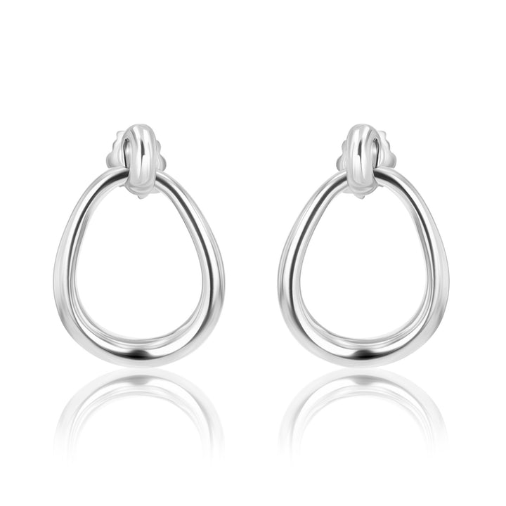 Open Pear-Shape Dangle Drop Sterling Silver Earrings
