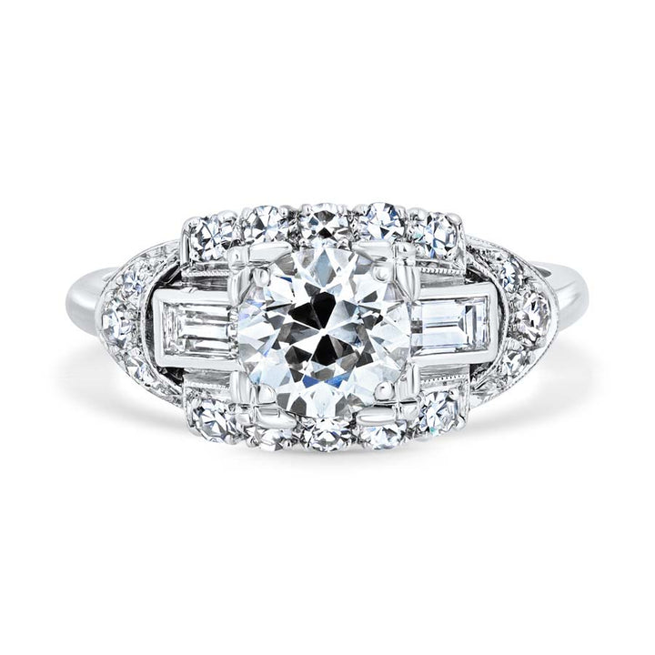 6.1mm Diamond Rectangular Art Deco Platinum Engagement Ring