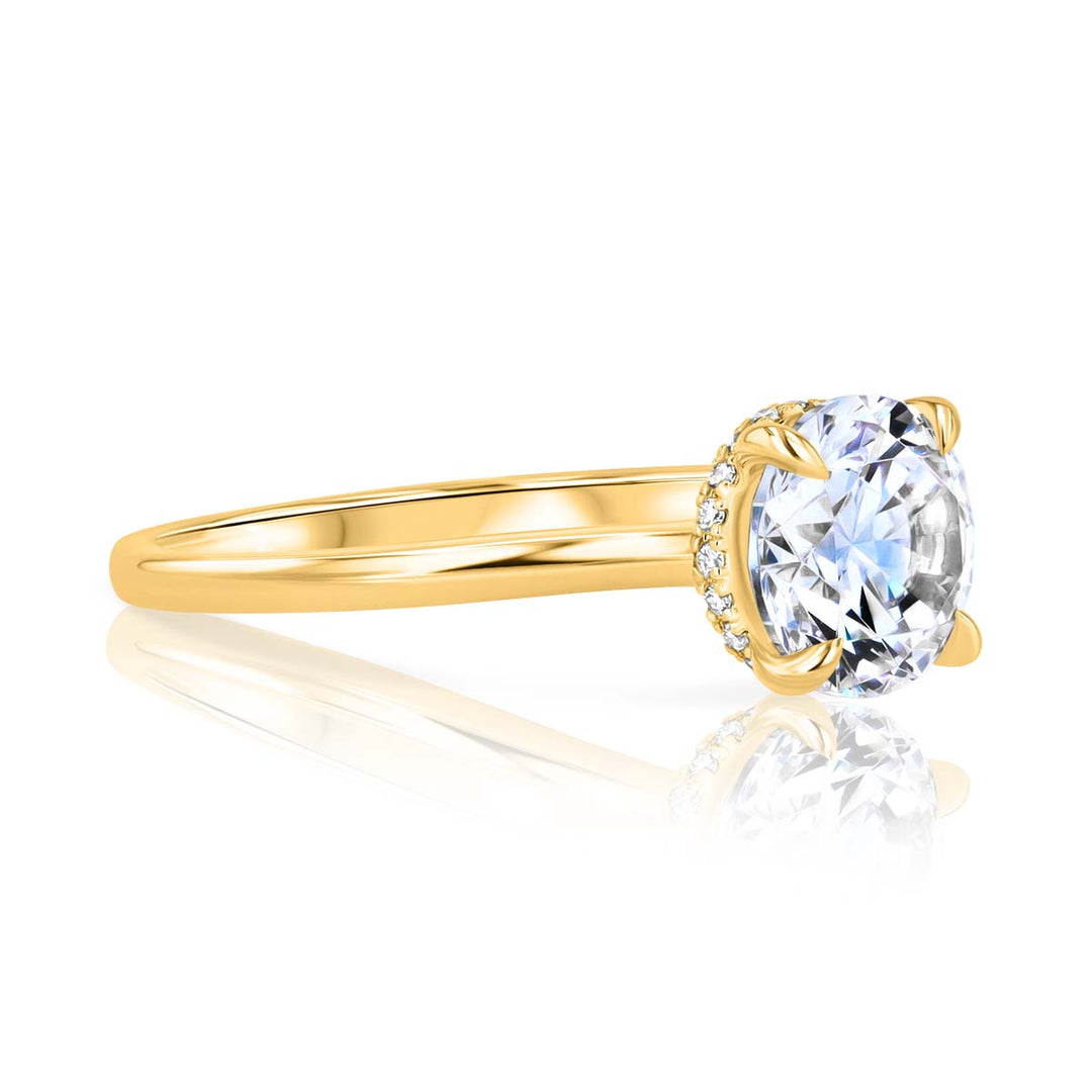 0.10 Carat Diamond Hidden-Halo Solitaire 18K Yellow Gold Engagement Ring