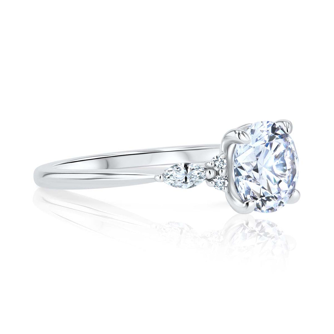 Prima Donna Three-Stone Diamond 14K White Gold Engagement Setting