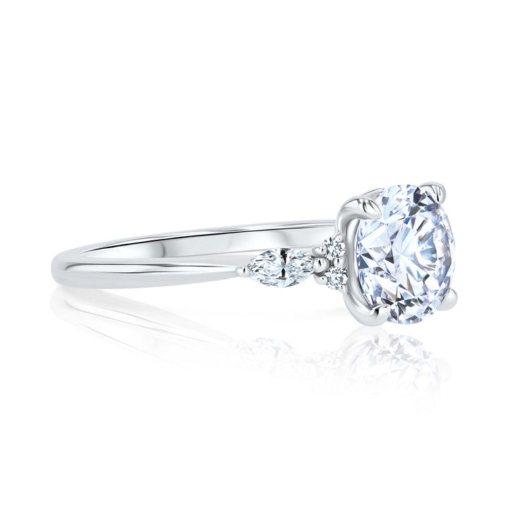 Prima Donna Three-Stone Diamond 14K White Gold Engagement Setting