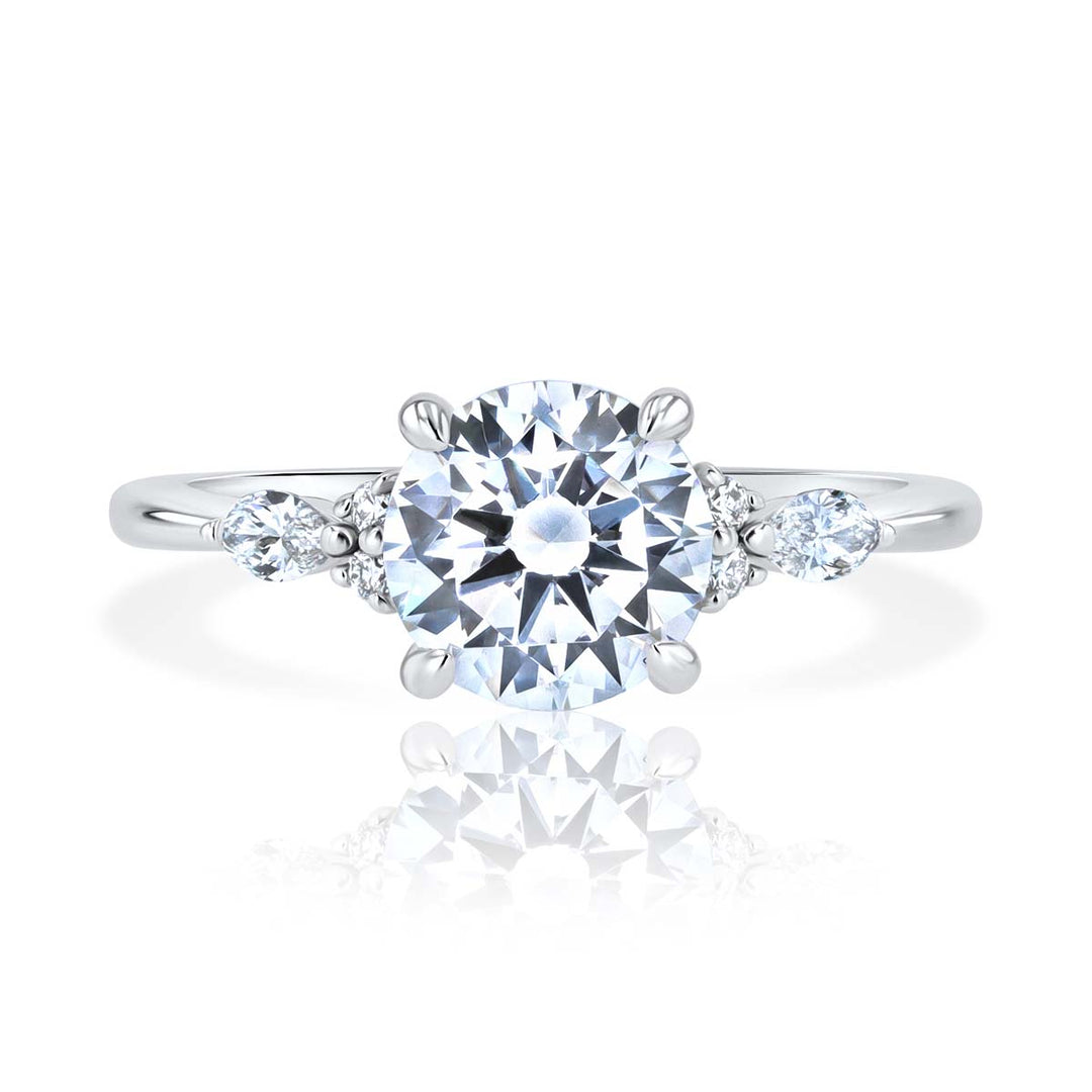 Prima Donna Three-Stone Diamond 14K White Gold Engagement Setting