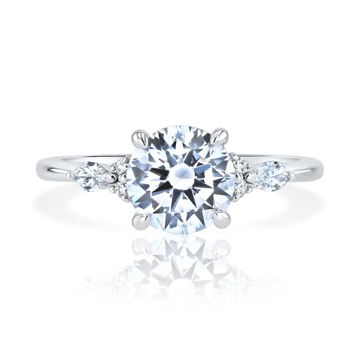 Prima Donna Three-Stone Diamond 14K White Gold Engagement Setting
