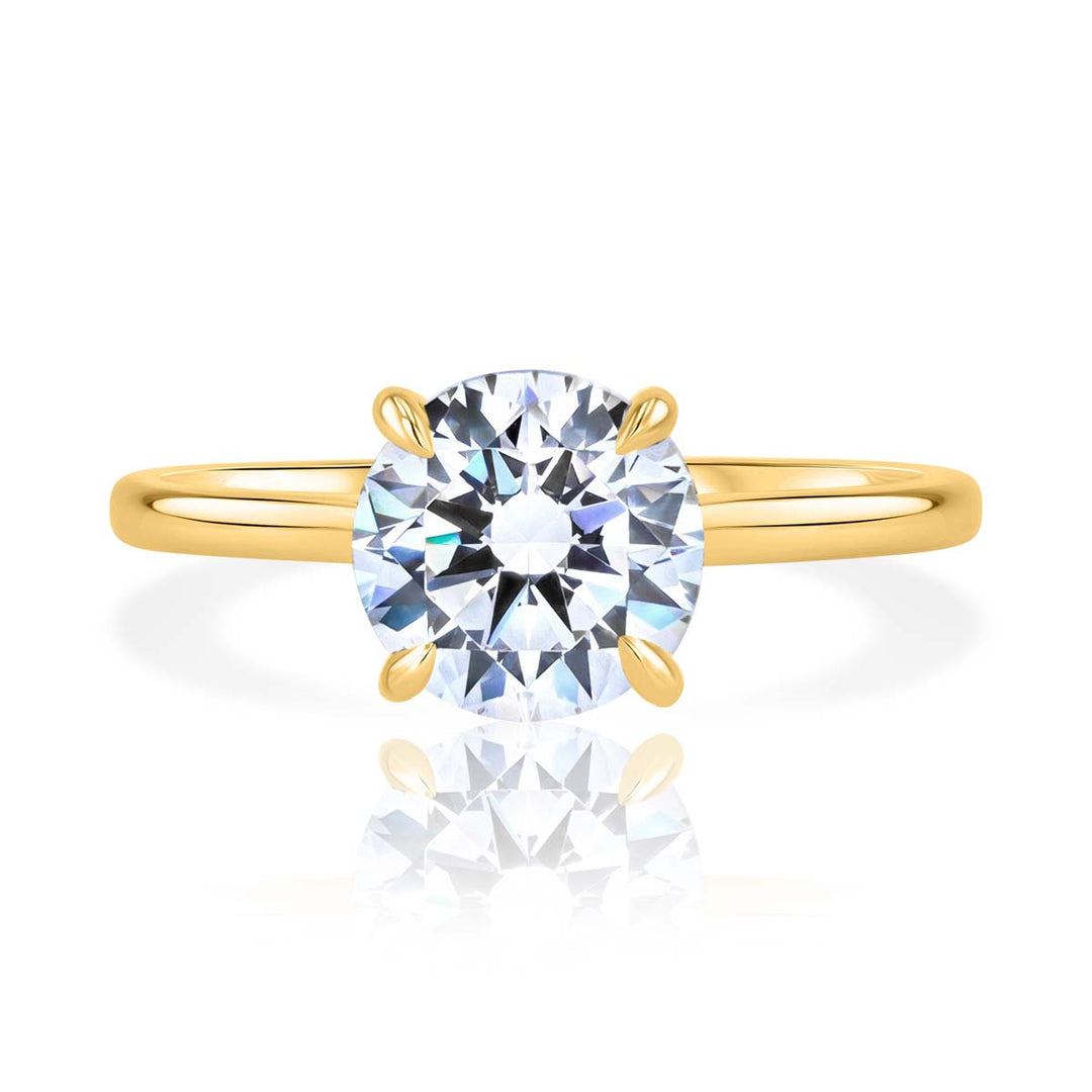 0.10 Carat Diamond Hidden-Halo Solitaire 18K Yellow Gold Engagement Ring
