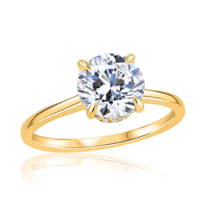 0.10 Carat Diamond Hidden-Halo Solitaire 18K Yellow Gold Engagement Ring