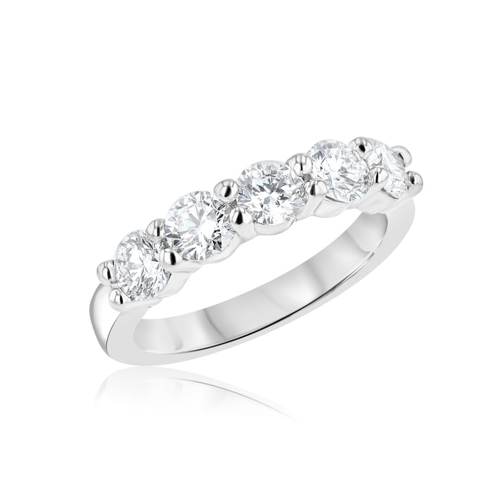 Platinum 5-Stone Diamond Anniversary Band 1.52 CTW G SI1