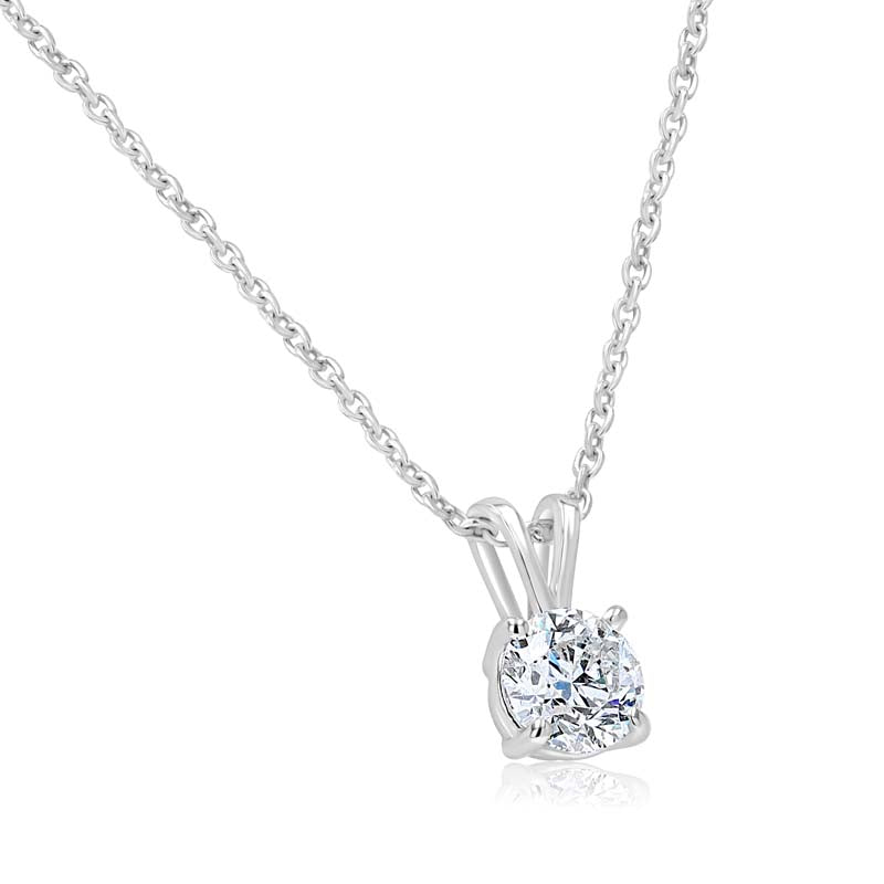 0.75 Carat Diamond Solitaire 14K White Gold Pendant G-H/SI