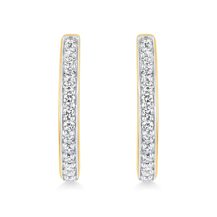Two Tone Inside-Out Bead Set Diamond 10K White Gold Hinged Hoop Earrings