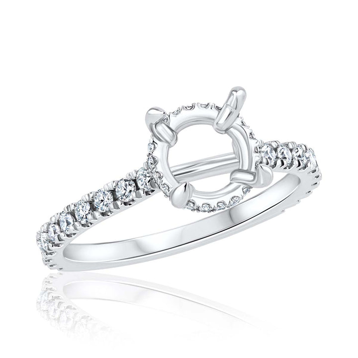 Round Hidden Halo Diamond Platinum Engagement Ring Setting