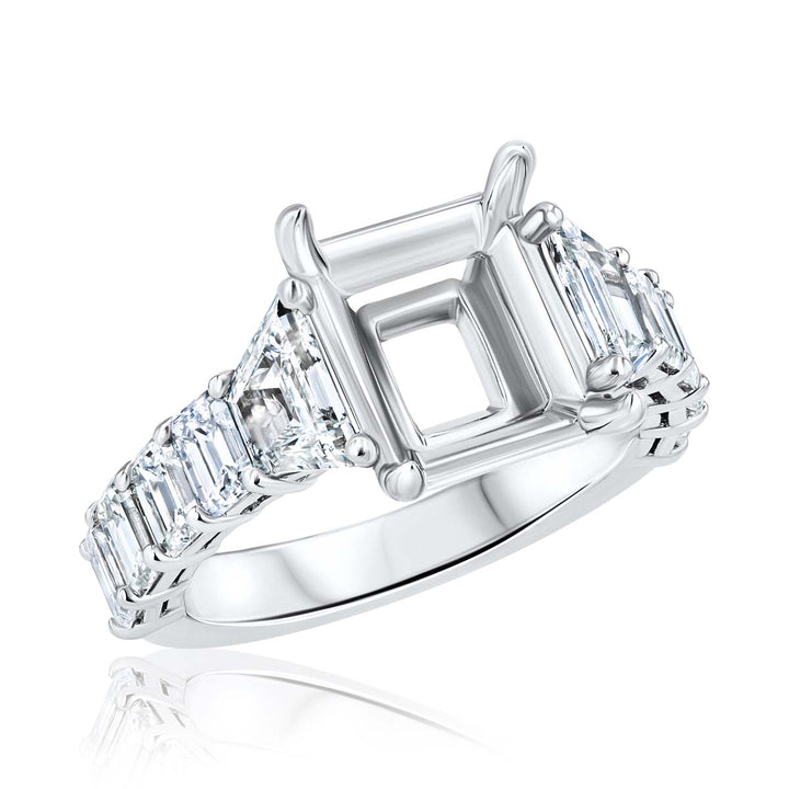 Trapezoid to Emerald Cut Diamond Platinum Engagement R