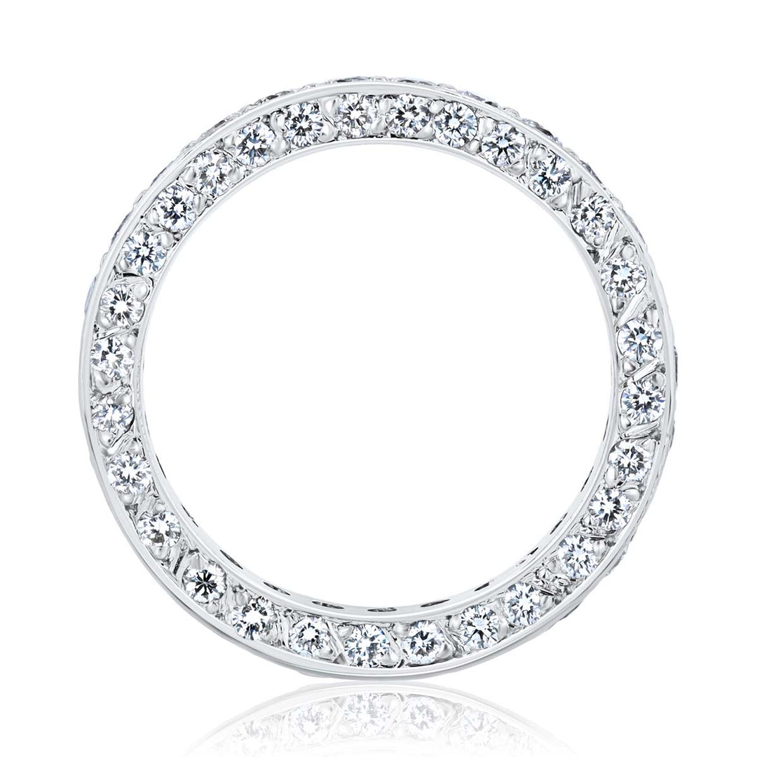 Three-Sided 1.55 Carat Diamond Platinum Eternity Wedding Band