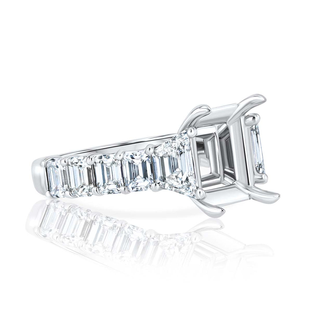 Trapezoid to Emerald Cut Diamond Platinum Engagement R