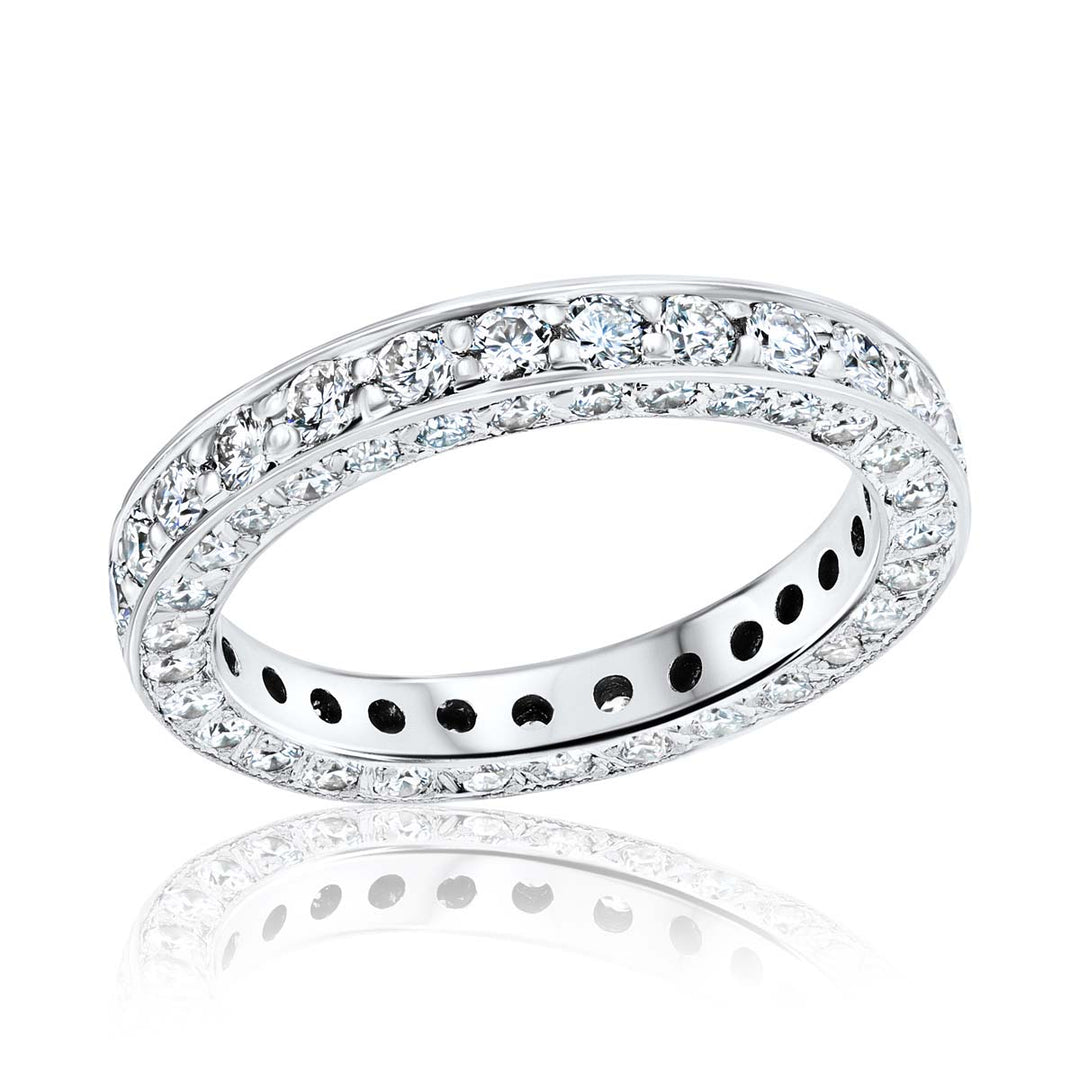 Three-Sided 1.55 Carat Diamond Platinum Eternity Wedding Band