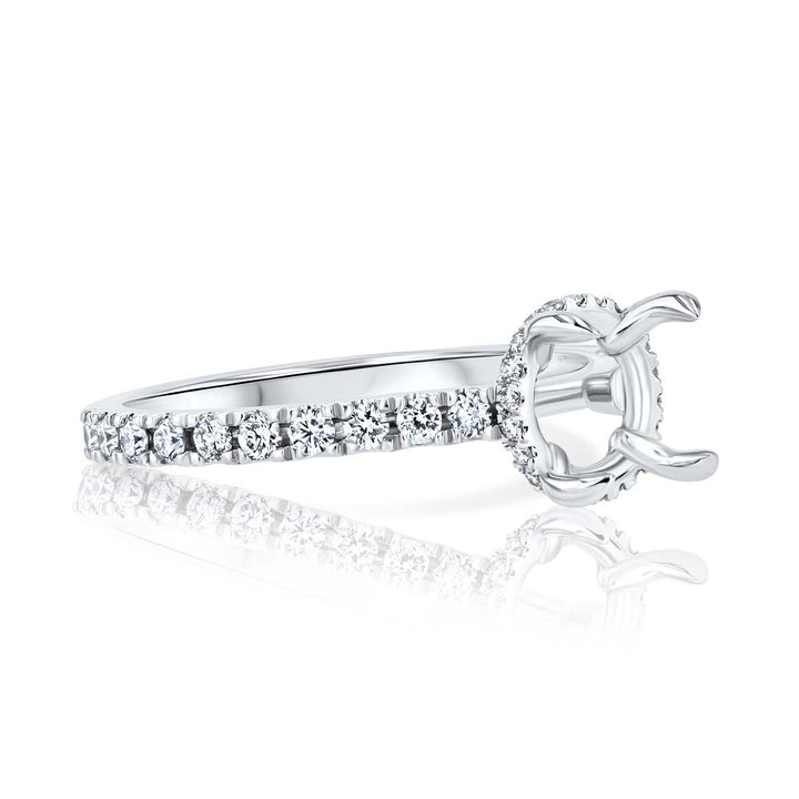Round Hidden Halo Diamond Platinum Engagement Ring Setting