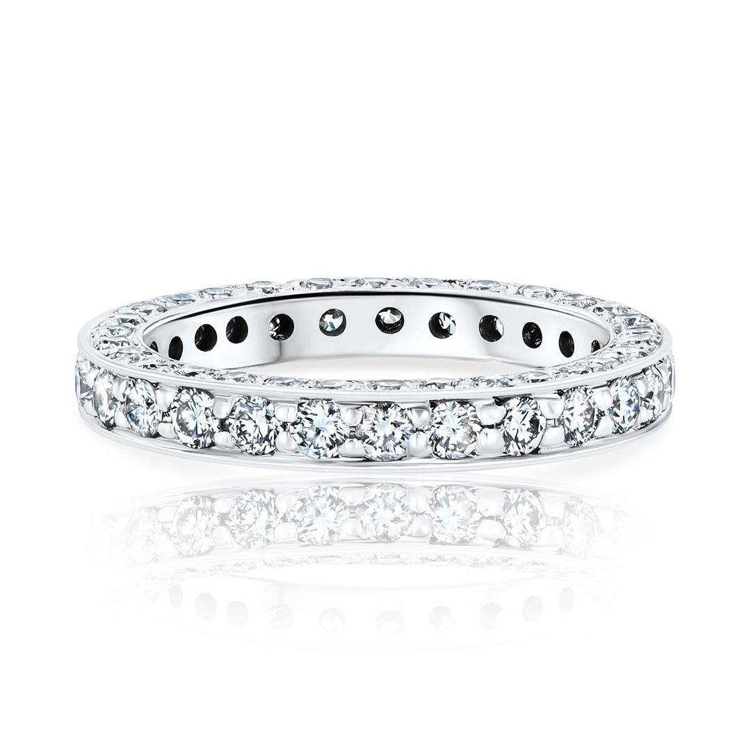 Three-Sided 1.55 Carat Diamond Platinum Eternity Wedding Band