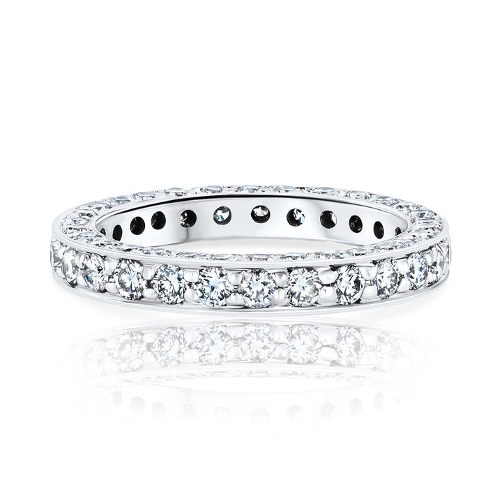 Three-Sided 1.55 Carat Diamond Platinum Eternity Wedding Band