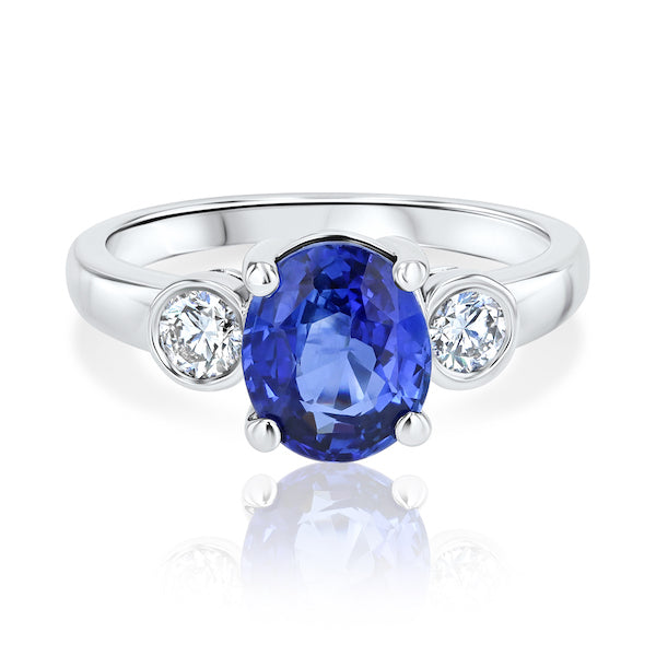 Three-Stone Bezel Diamond 14K White Gold Semi-Mount Ring