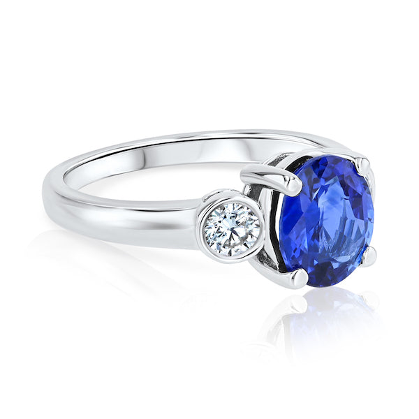 Three-Stone Bezel Diamond 14K White Gold Semi-Mount Ring