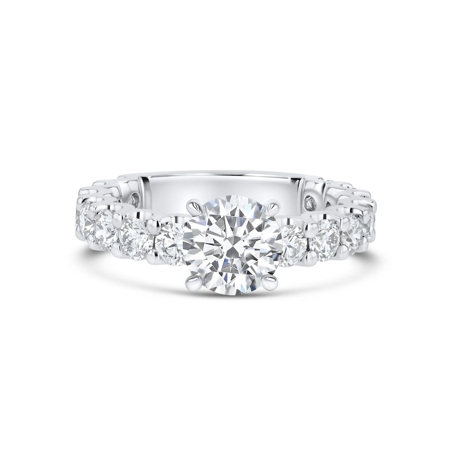 Shared-Prong 1.58 Carat Diamond 3/4 Eternity Platinum Engagement Setting