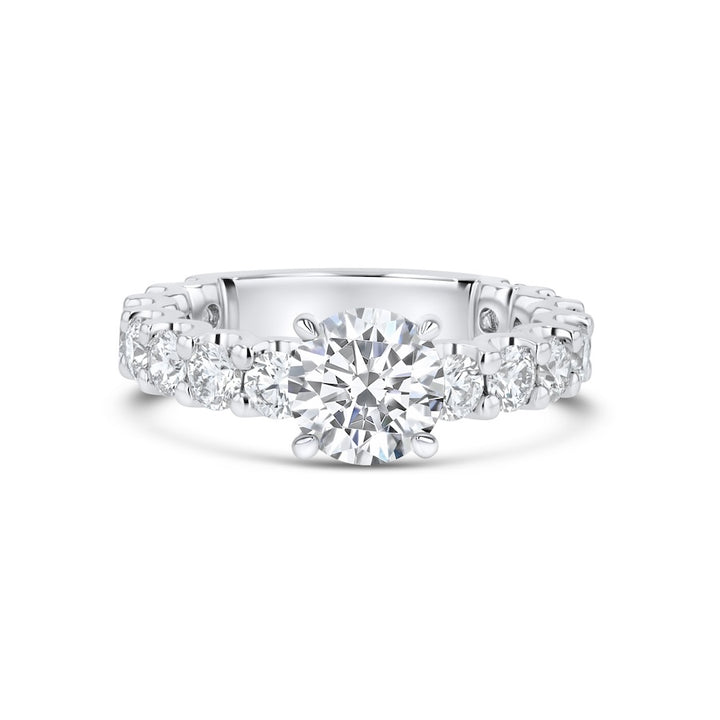 Shared-Prong 1.58 Carat Diamond 3/4 Eternity Platinum Engagement Setting