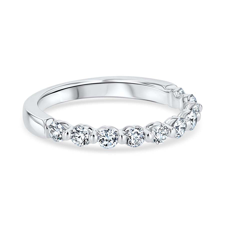 Floating 0.52 Carat Diamond Shared-Prong 18K White Gold Wedding Band