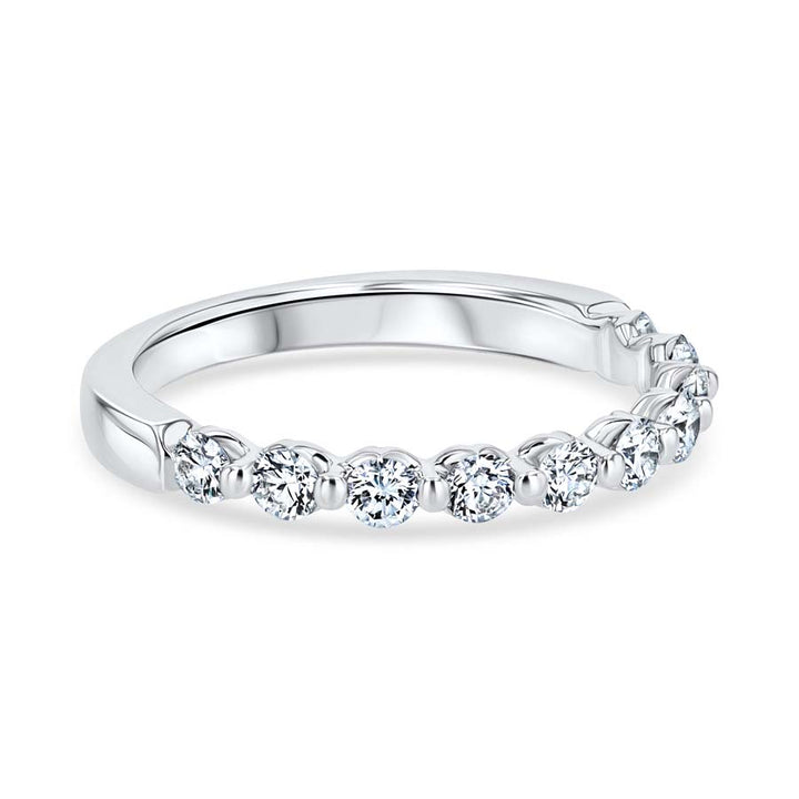 Floating 0.52 Carat Diamond Shared-Prong 18K White Gold Wedding Band