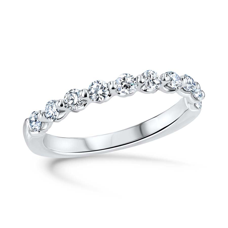 Floating 0.52 Carat Diamond Shared-Prong 18K White Gold Wedding Band