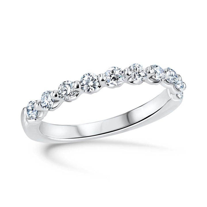 Floating 0.52 Carat Diamond Shared-Prong 18K White Gold Wedding Band