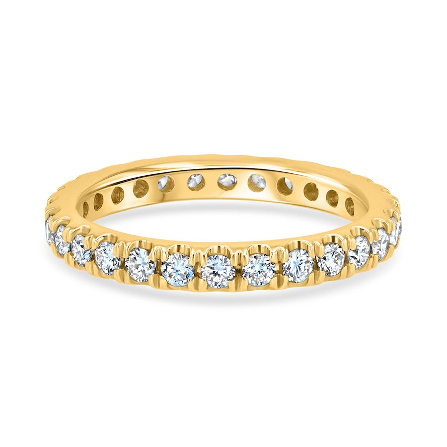 Shared-Prong 0.88 Carat Diamond 18K Yellow Gold Eternity Band