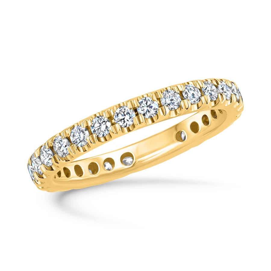 Shared-Prong 0.88 Carat Diamond 18K Yellow Gold Eternity Band