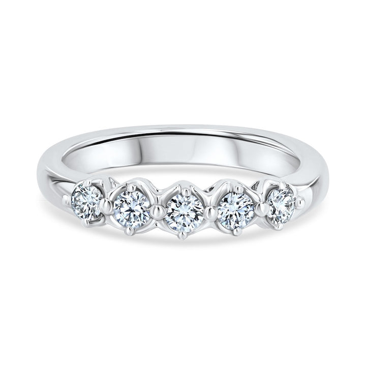 Five-Stone 0.20 Carat Diamond Prong-Set Platinum Wedding Band