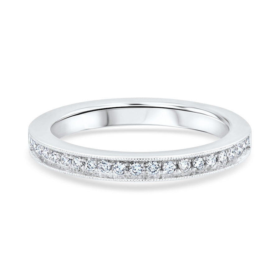 Platinum Bead-Set Diamond Wedding Band