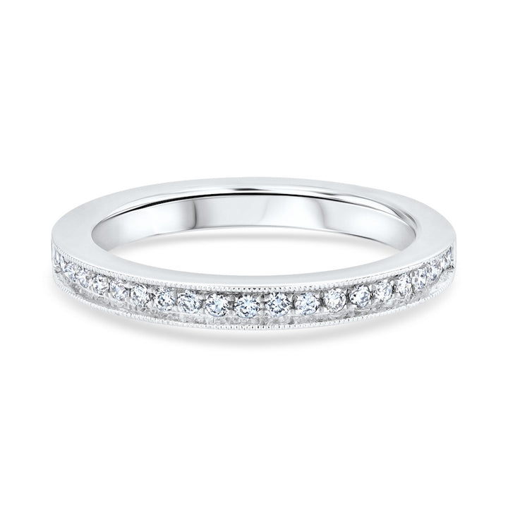 Platinum Bead-Set Diamond Wedding Band