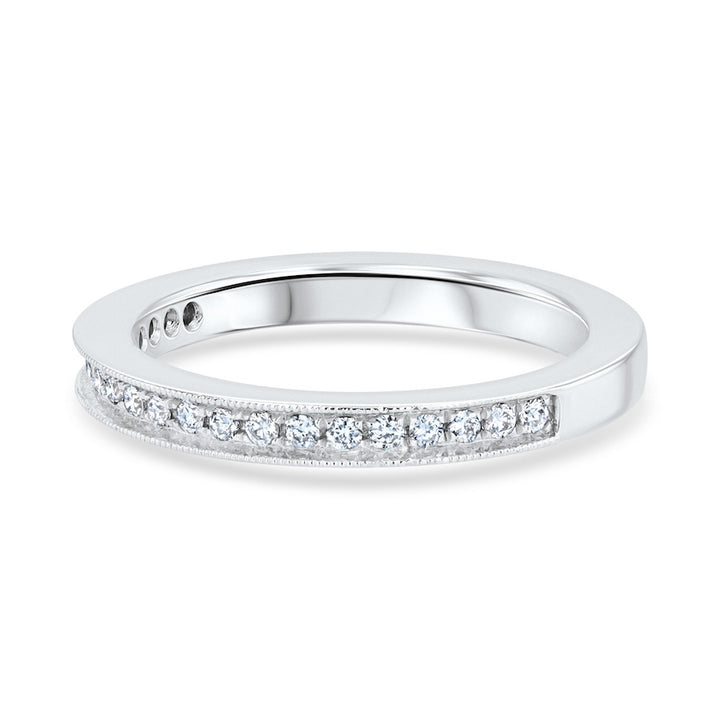 Platinum Bead-Set Diamond Wedding Band