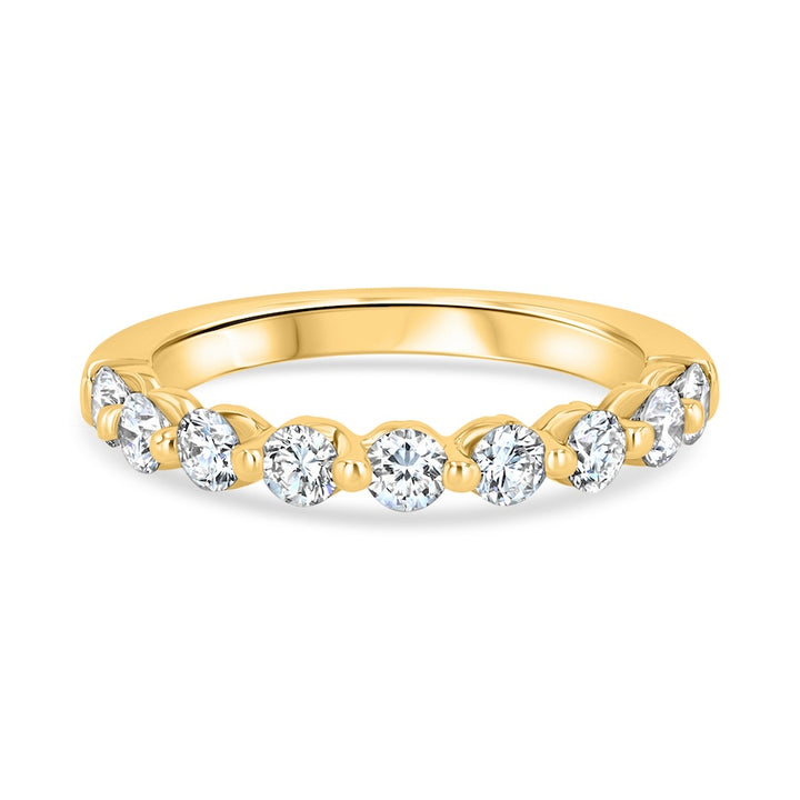 Floating 0.79 Carat Diamond Shared-Prong 18K Yellow Gold Wedding Band
