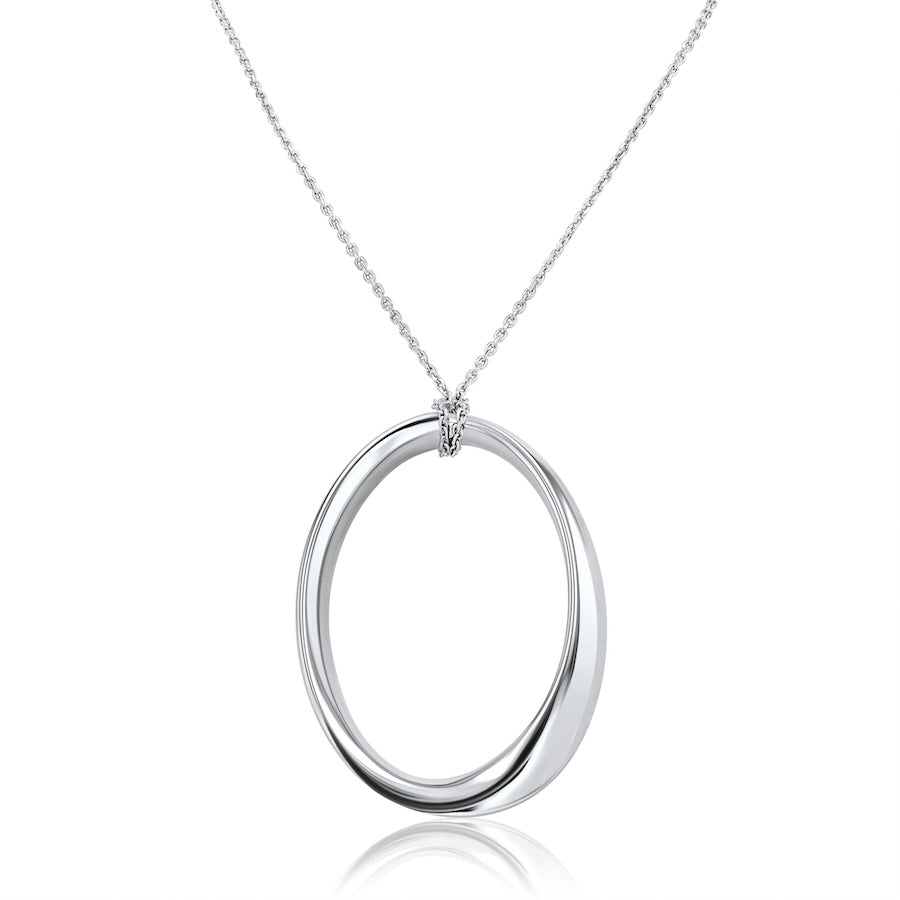 Oval Sterling Silver 18in Pendant | Washington Diamond