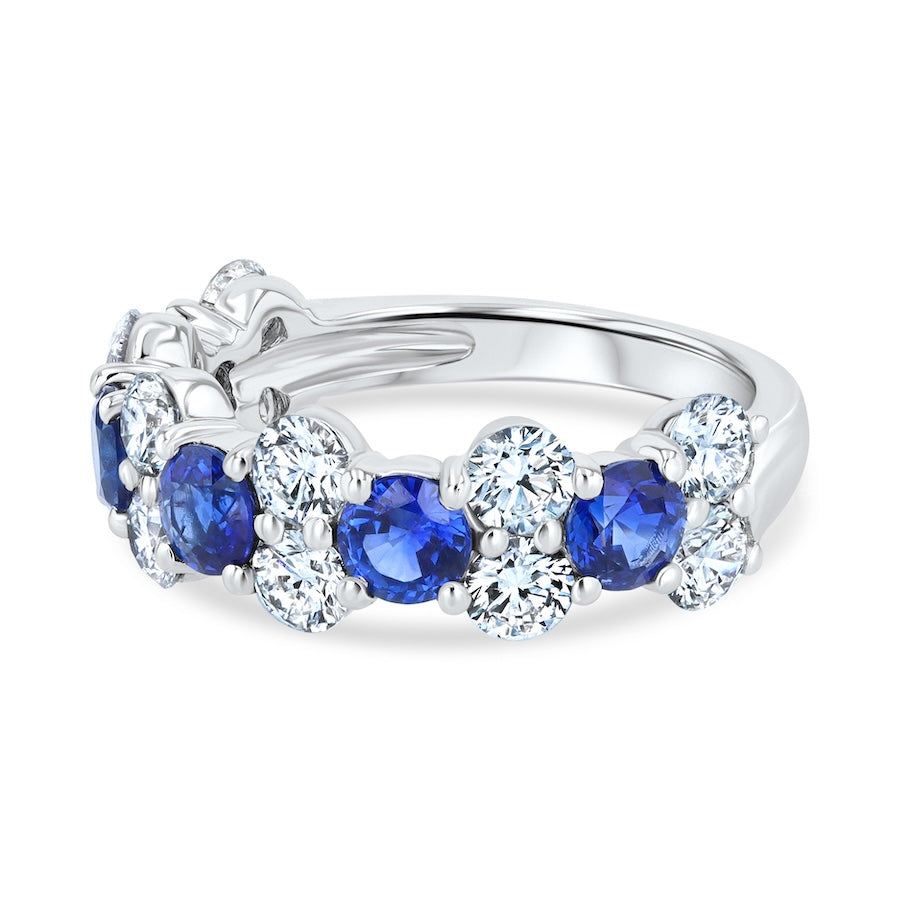 Cascading Sapphire & Diamond 18K White Gold Ring