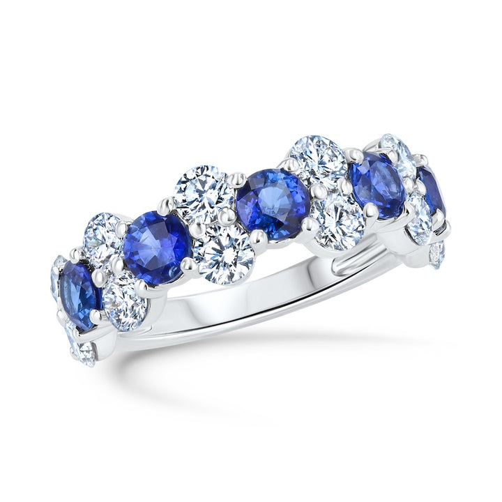 Cascading Sapphire & Diamond 18K White Gold Ring