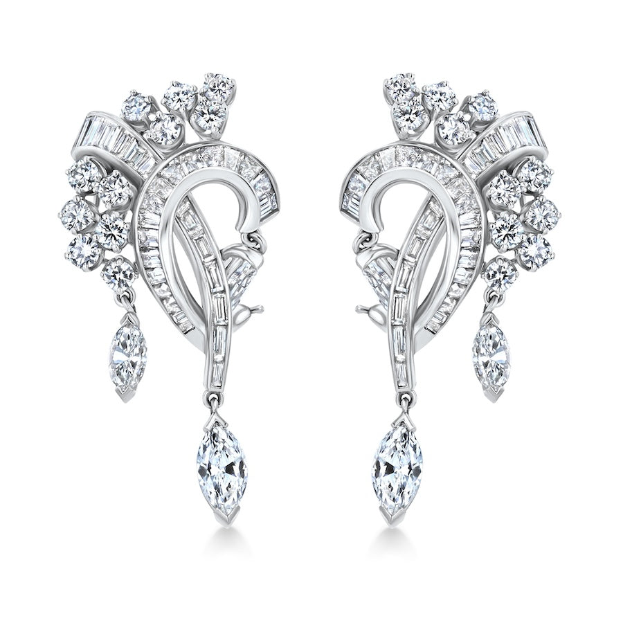 "Scarlett" Sculptural 2.60 Carat Multi-Diamond White Gold Drop Earrings