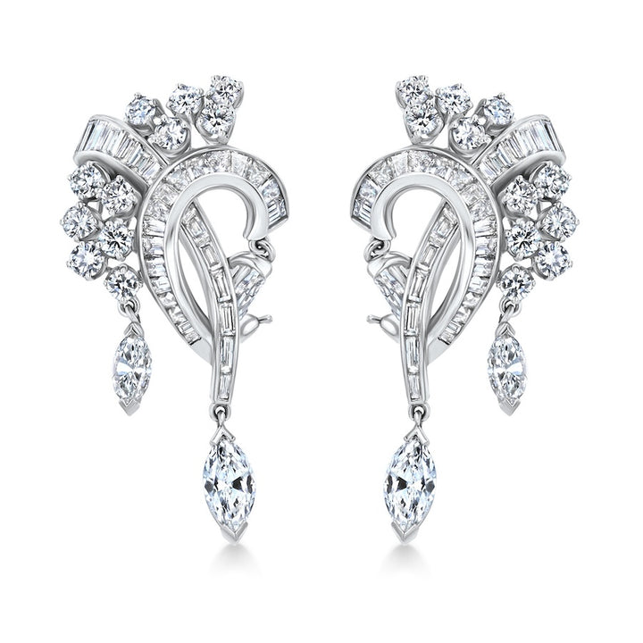 "Scarlett" Sculptural 2.60 Carat Multi-Diamond White Gold Drop Earrings