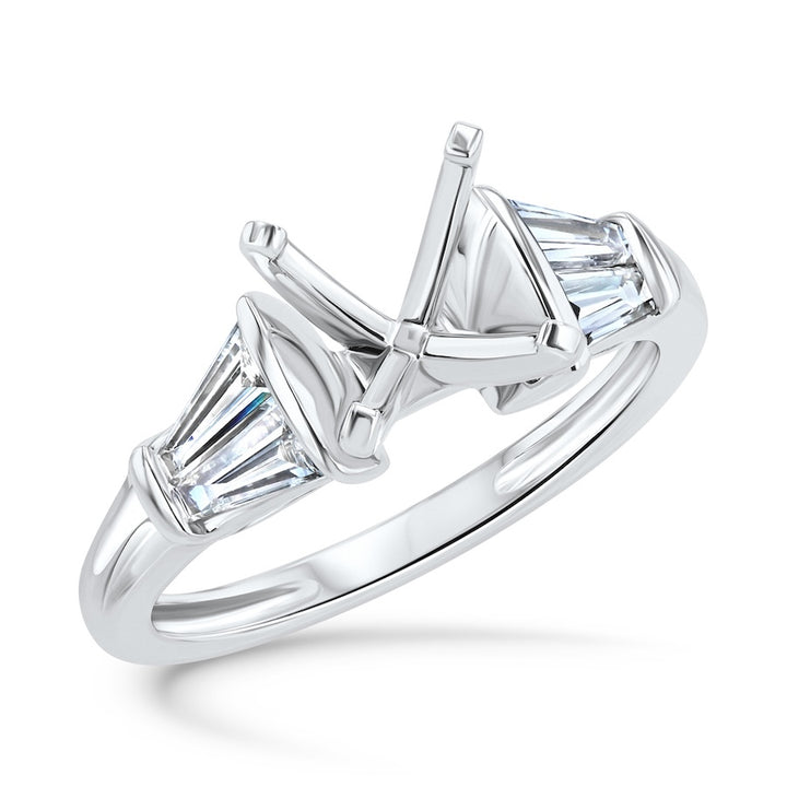 Tapered Baguette Diamond 18K White Gold Engagement Setting