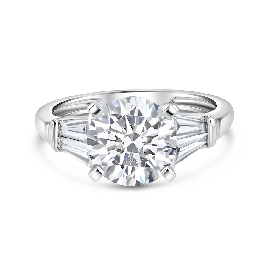 Tapered Baguette Diamond 18K White Gold Engagement Setting
