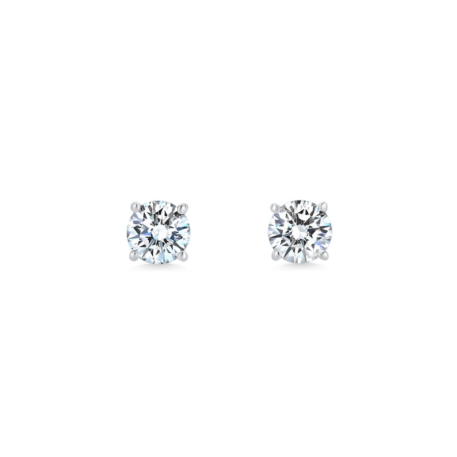 0.70 Carat Round Diamond Four-Prong Basket 14K White Gold Stud Earrings IJ-SI