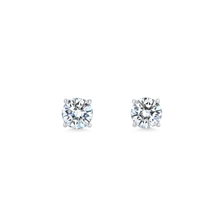 0.70 Carat Round Diamond Four-Prong Basket 14K White Gold Stud Earrings IJ-SI