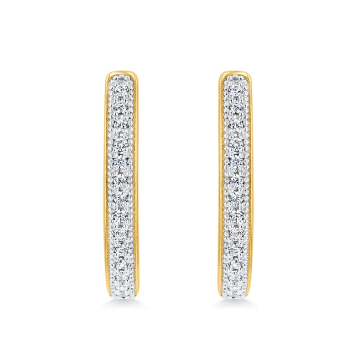 Beaded Two-Tone Inside-Out Diamond Drop 14K Oval Hoop Earrings