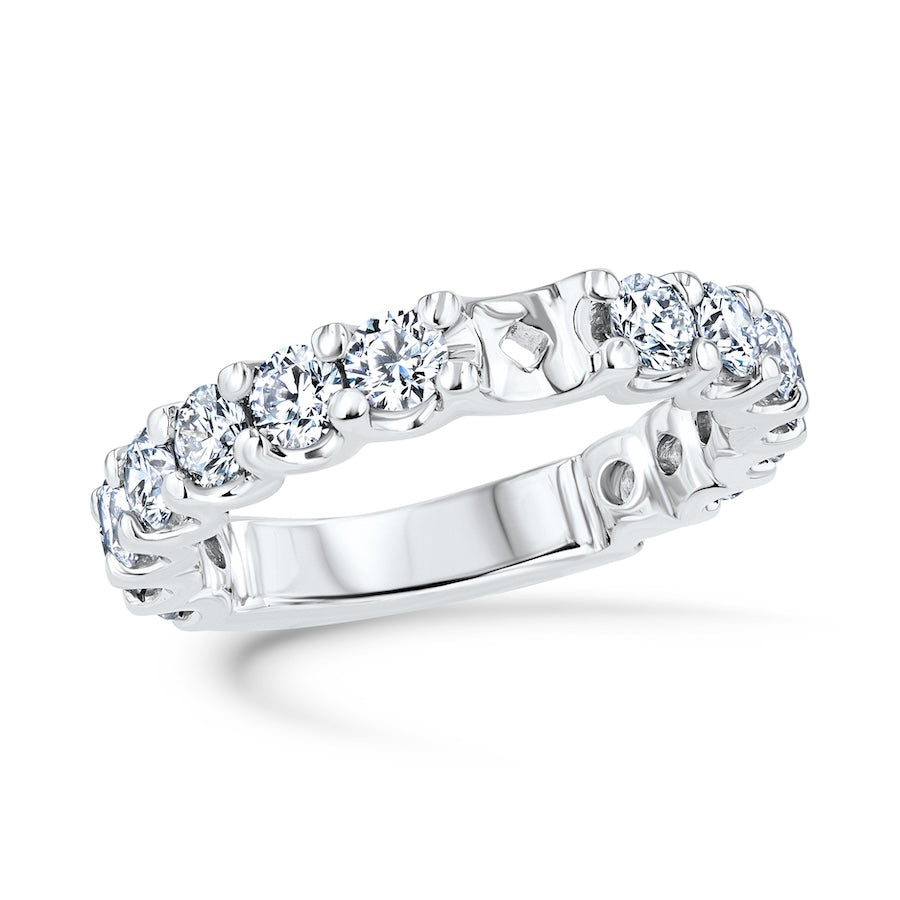 Shared-Prong 1.58 Carat Diamond 3/4 Eternity Platinum Engagement Setting