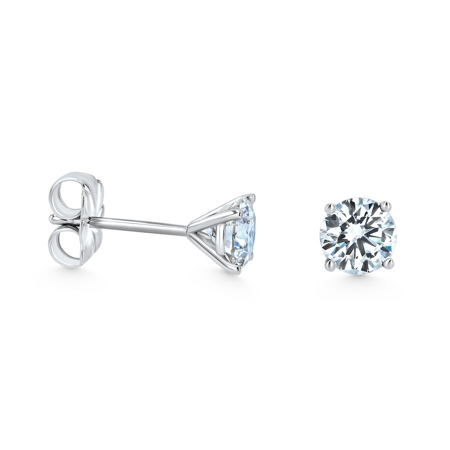 0.90-0.94 Carat Round Diamond IJ-SI 14K White Gold Stud Earrings