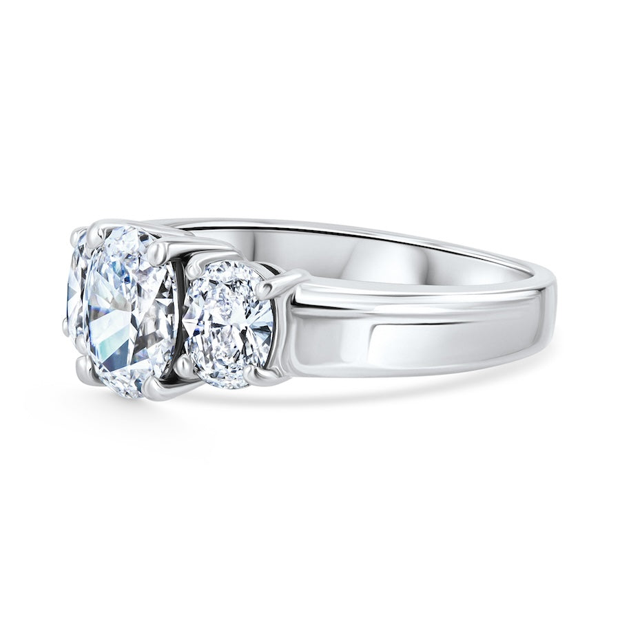 1.72ct Diamond Platinum Three-Stone Oval Engagement Ring