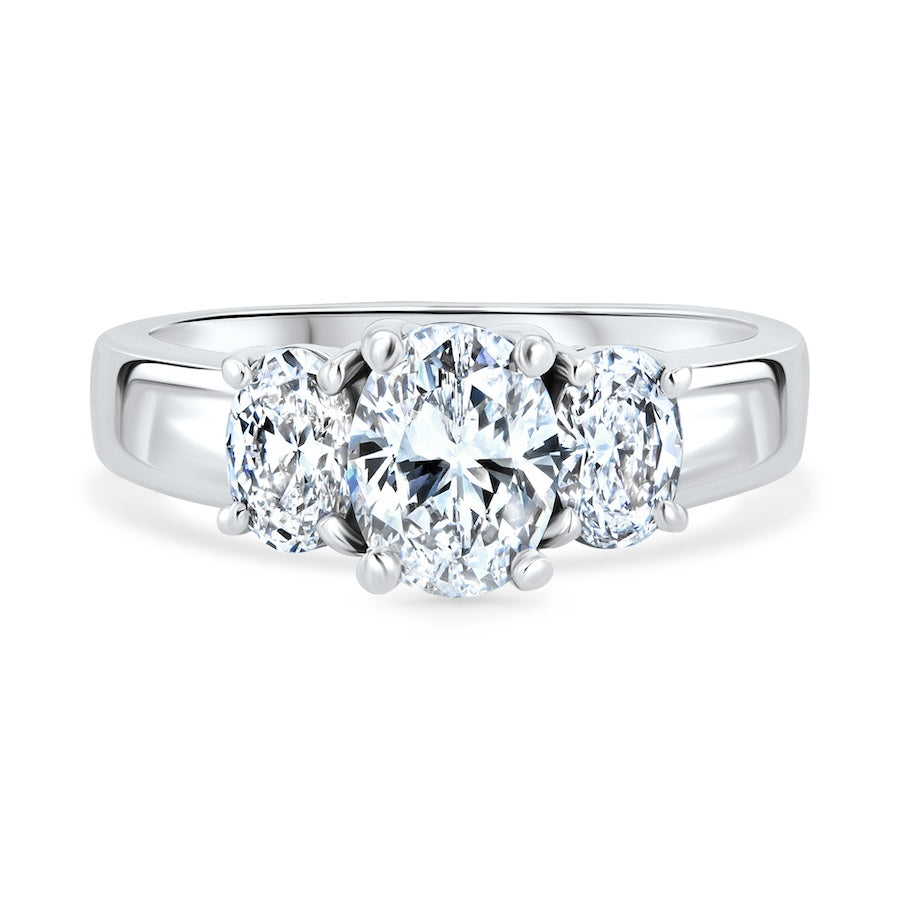 1.72ct Diamond Platinum Three-Stone Oval Engagement Ring